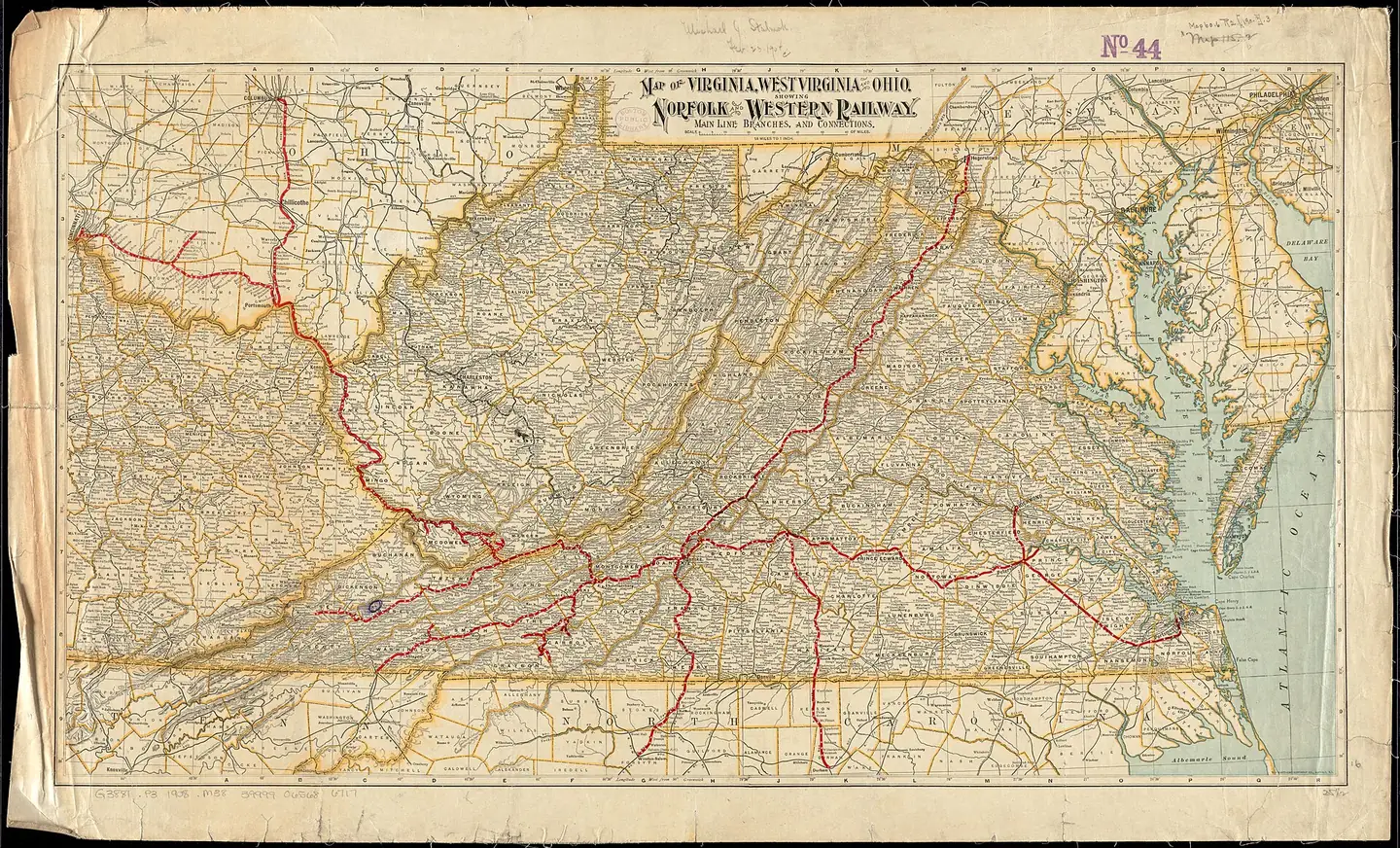 Historic Norfolk and Western Railway system map used as an example of source-based research